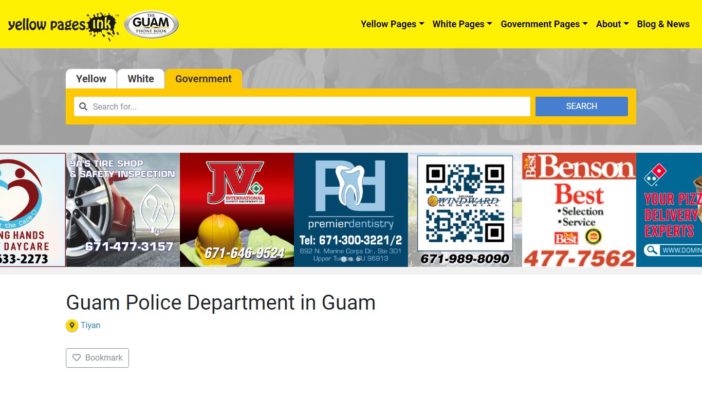 Guam Police Department in Guam - Guam Phone Book